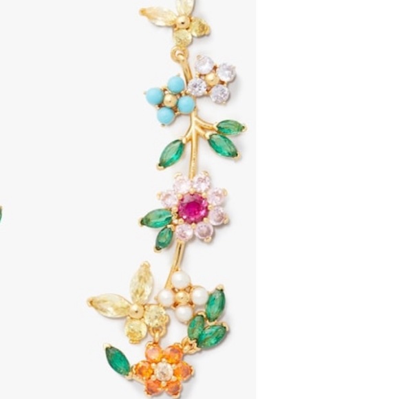 Kate Spade new bloom statement floral flower linear earrings - Picture 3 of 8